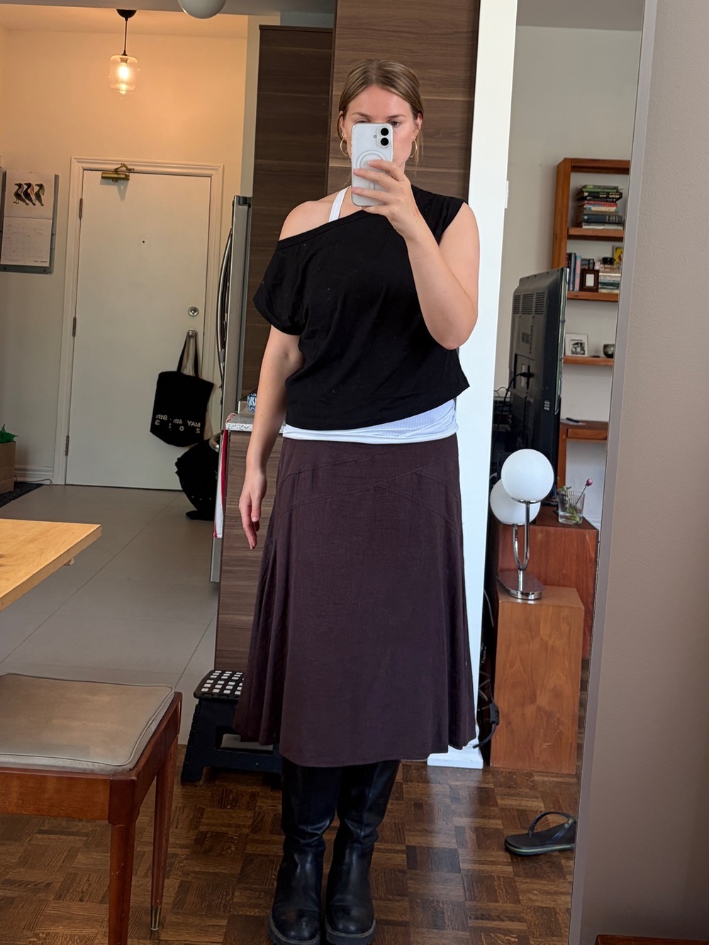 Brown Midi Linen Skirt